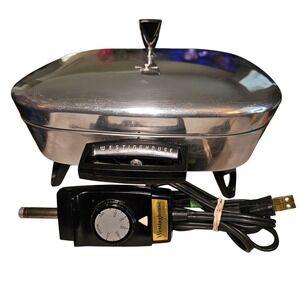 MCM 50s Vintage Westinghouse Auto Fry Pan Electric Skillet Lid USA TESTED Works